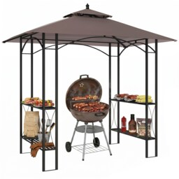 Outsunny 2.5x1.5m BBQ Tent Canopy Patio Outdoor Awning Gazebo Party Sun Shelter Brown