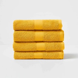 Homescapes Turkish Cotton Hand Towel Set of 4 - Ochre Yellow Hand towel 4
