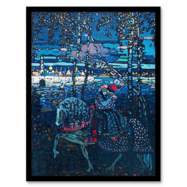 Wassily Kandinsky Framed Wall Art Riding Couple in Russian Cityscape Home Décor