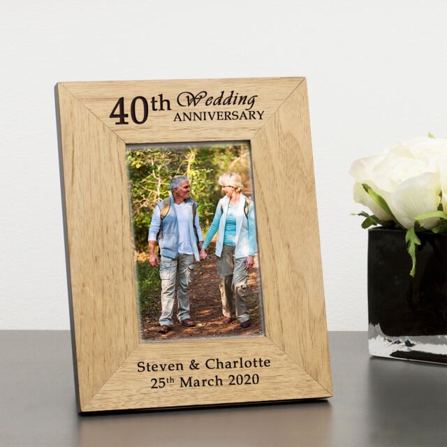 Personalised Wedding Anniversary Any Year Wood Picture Frame 6 x 4