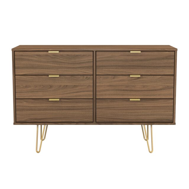 Honshu 6 Drawer Wide Chest of Drawers in Carini Walnut (Ready Assembled) Brown Carini Walnut