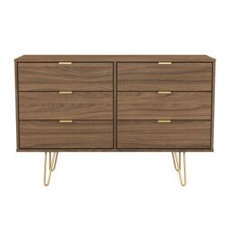 Honshu 6 Drawer Wide Chest of Drawers in Carini Walnut (Ready Assembled) Brown Carini Walnut