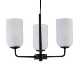 Victoria - Black 3 Arm Ceiling Pendant with Frosted Glass Shade Black White 1