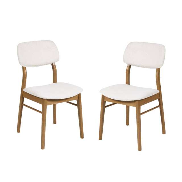 Sorella Premium White Boucle Upholstered Dining Chairs - Set of 2