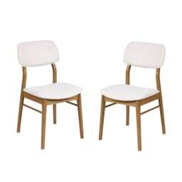 Sorella Premium White Boucle Upholstered Dining Chairs - Set of 2