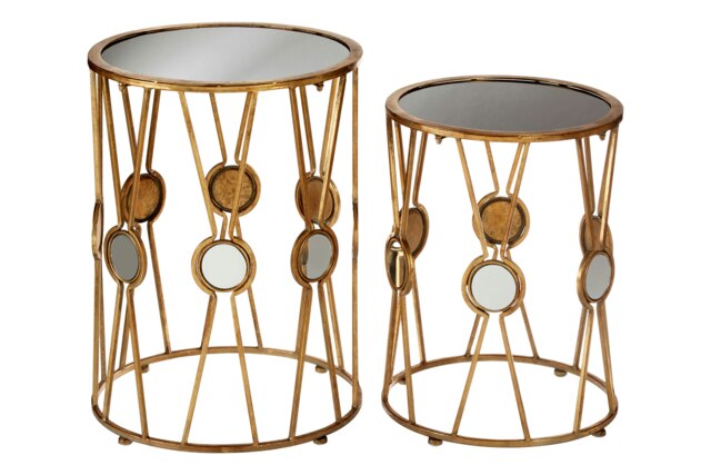 Interiors By Premier Elegant Set Of 2 Cross Design Rounded Tables, Versatile Side Tables By Couch For Indoor, Sleek Lounge Table Gold