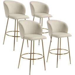 Bar Stool Luana - with backrest, velvet look and padded Cream cream/gold 60 x 51 x 106 cm 4