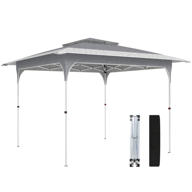 Outsunny 3.5 x 3.5 m Pop Up Gazebo, UPF50+ One-Push Party Tent, Dark Grey Grey Dark Grey and Light Grey 352 x 352 x 278 cm