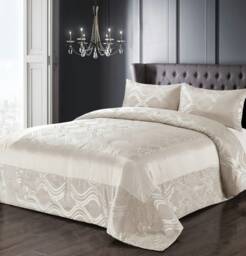 Intimates Clarissa Quilted Luxury Bedspread Set Cream Beige Double