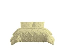 Pintuck Pinch Pleated Polycotton Duvet Cover And Pillowcase/s Set Bed Linen Yellow Yellow Lemon Super King