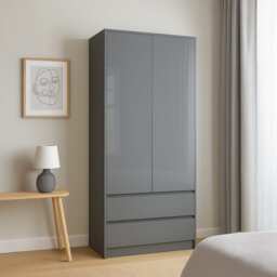 Vida Designs Glinton 2 Door 2 Drawer Wardrobe With Clothes Rail, Grey