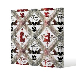 Egyptian Hieroglyphs in Red & Black (Canvas Print) Cream