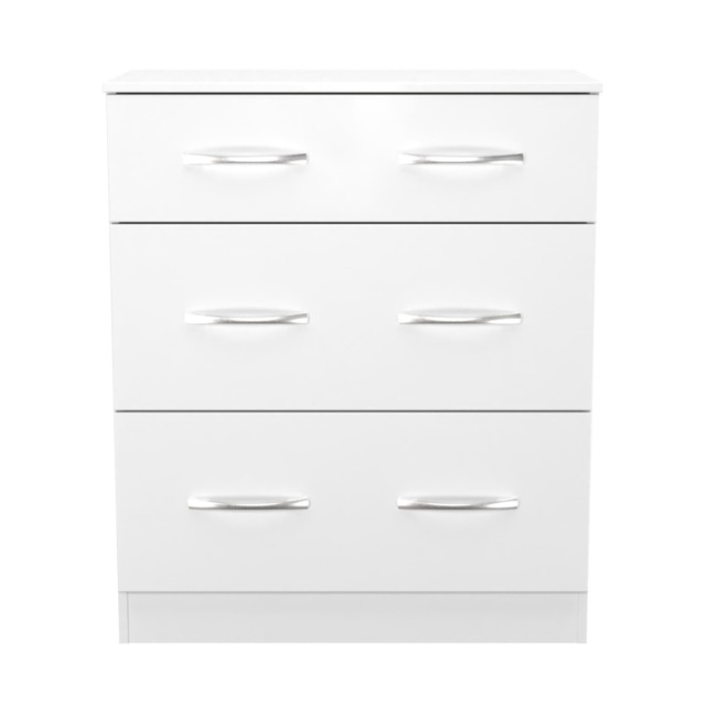 Hampshire 3 Drawer Deep Chest of Drawers in White Matt (Ready Assembled) White White Matt