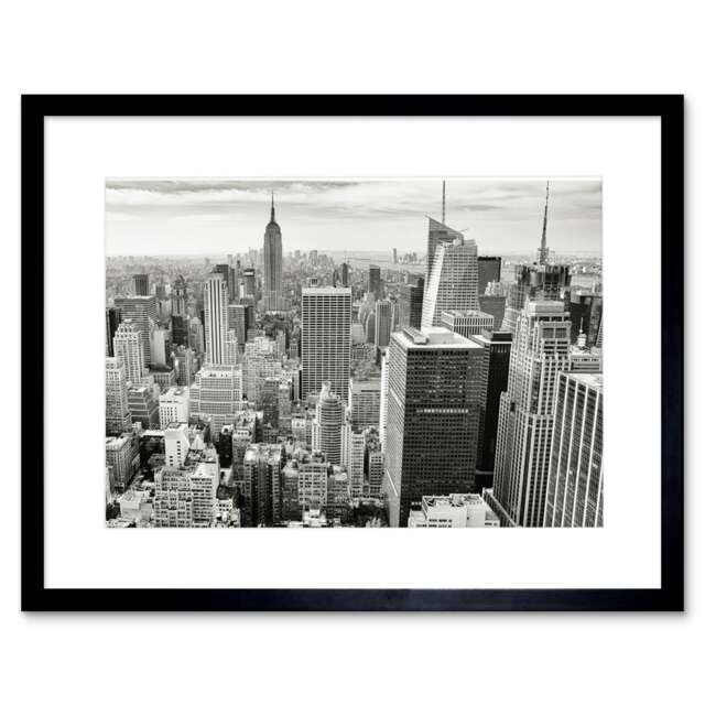 "Jilden Rockefeller Center New York BW USA 9x7"" Black Framed Wall Art Print"