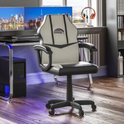 Vida Designs Comet Racing Gaming Office Chair Computer Desk Table Chair, White & Black