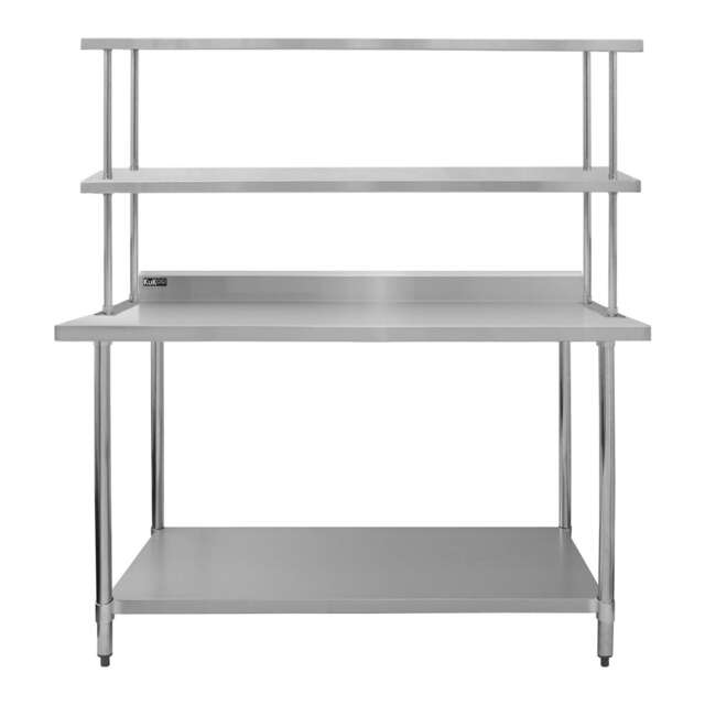 5ft Catering Bench With Double Over-Shelf Silver