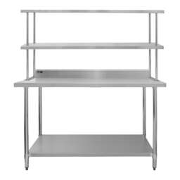 5ft Catering Bench With Double Over-Shelf Silver