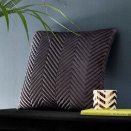 Portfolio Home Pinsonic Velvet Charcoal Grey Filled Cushion 43x43cm