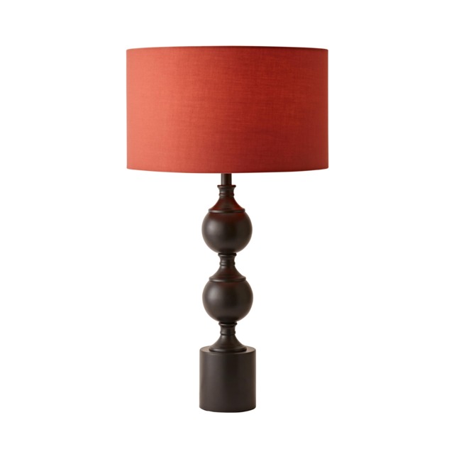 ValueLights Declan Metal Candlestick Table Lamp Rust Shade & Bulb Black