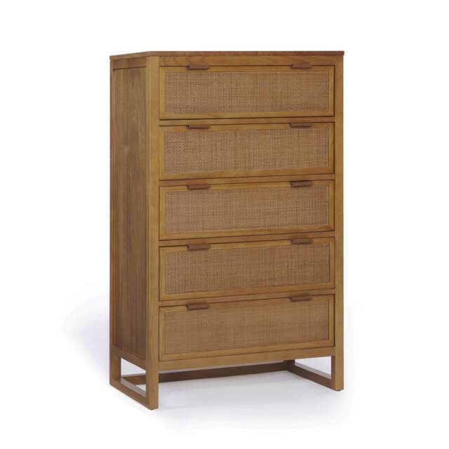 Teamson Home Hatteras Chest of Drawers 5 Drawer Bedroom Dresser, Natural