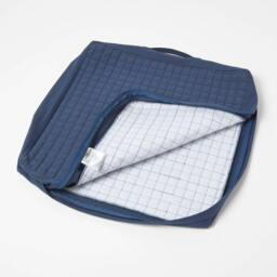 Homescapes Navy Quilted Cotton Armchair Booster Cushion Cover Blue Navy 50 x 50 x 10 cm