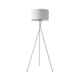 ValueLights Camden Brushed Chrome Tripod Floor Lamp Grey Shade and Bulb