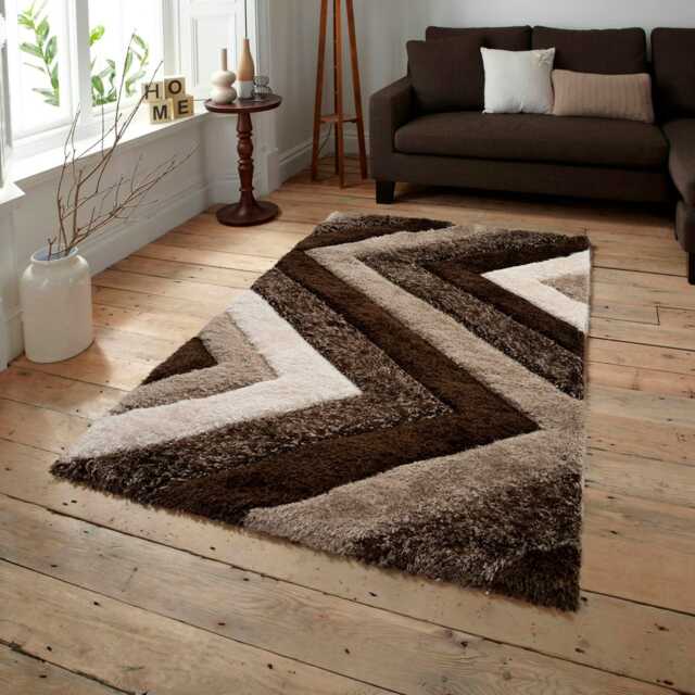 Home Republic Chevron Shaggy Rug - 80 x 150 Cream