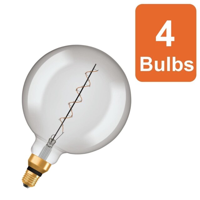 Osram Vintage 1906 Globe 200 16 Filament DIM Lamp 4.8W 818 Smoke E27 4 Pack