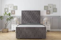 "Sloomy Watson Slate Naples Bed Frame With 50"" Upholstered Headboard 2'6 Small Single"