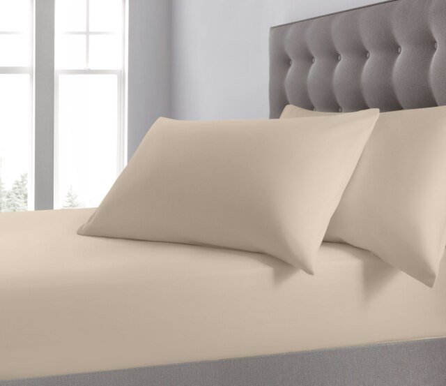 Velosso Plain Dyed Cotton Blend Fitted Sheet Cream Cream King