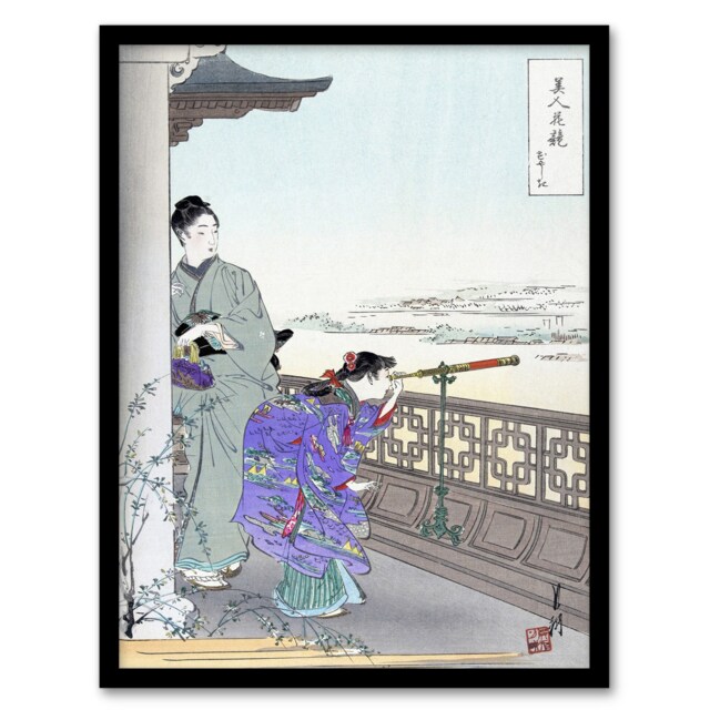 Ogata Gekko Framed Wall Art Beauties and Flowers Series Binoculars Home Décor