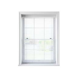 60cm White Faux Wood Venetian Blind With Strings 160cm Drop White White