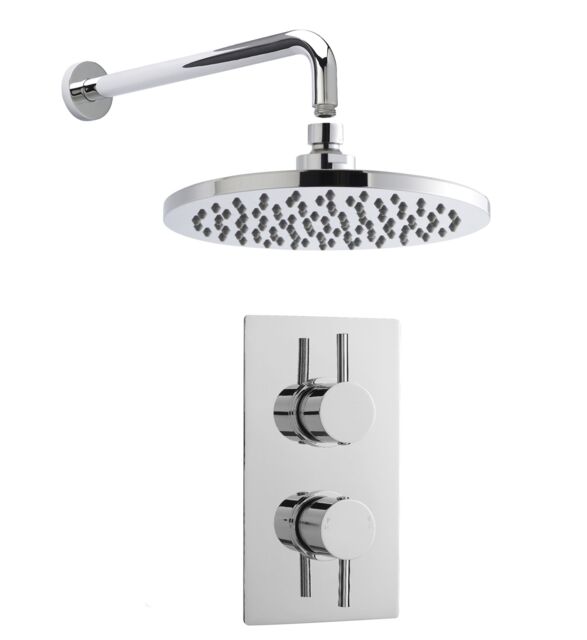 Balterley Contemporary Concealed Shower Valve Set Round - Twin Valve + Fixed Head Kit