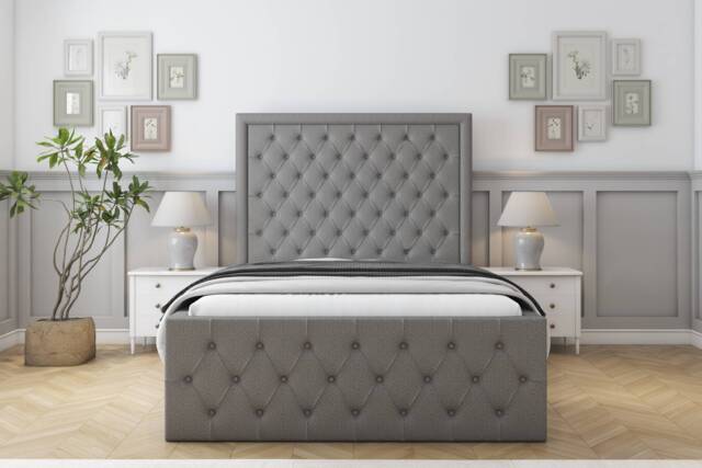 "Sloomy Vienna Pewter Dumfries Special Bed Frame. With 50"" Upholstered Headboard 3' Single"