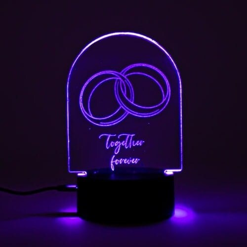 Together Forever Rings Clear Acrylic Sign with LED Light Base