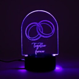 Together Forever Rings Clear Acrylic Sign with LED Light Base