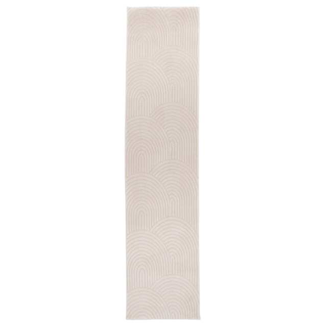 KUKOON Retro Grooves Plush Pile Cream Beige Living Room Area Rug 60cm x 240cm