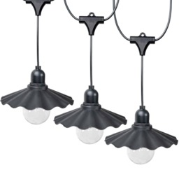 ValueLights 6 x Battery Operated Black Pleat Scallop LED Outdoor Garden String Lights Black