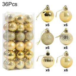 Living and Home 36Pcs Xmas Ball Ornament Christmas Tree Deluxe Bauble Set- Gold