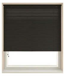 85cm Black 25mm Slat PVC Venetian Blind (152cm Drop) Black Black
