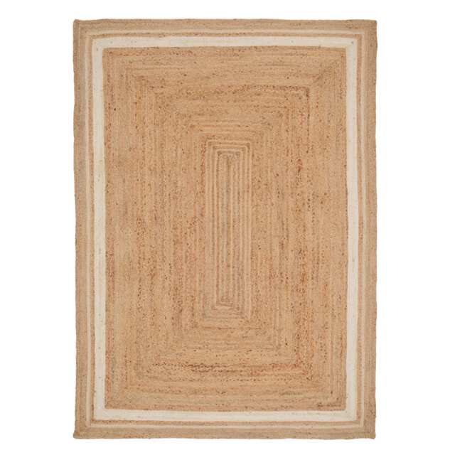 KUKOON Bordered Natural Handwoven Braided Jute Fireside Living Area Rug 160cm x 230cm