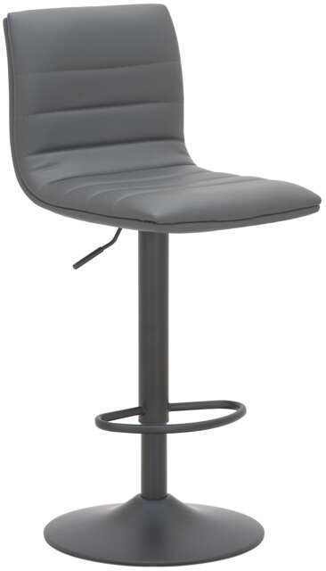Aldo Charcoal Grey Bar Stool - Swivel Gas Lift with Matt Black Footrest