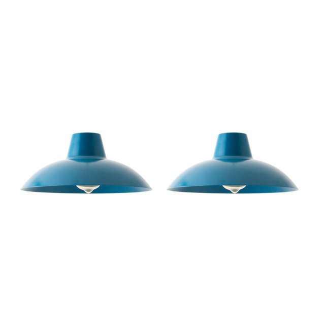 ValueLights Civic Pair French Blue Ceiling Light Shades and Bulbs