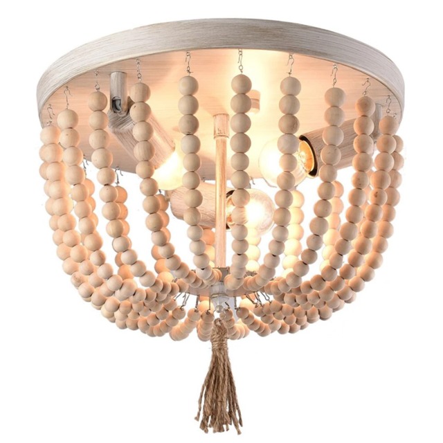 Boho Beaded White Chandelier Ceiling Light Stairway Lamp E26