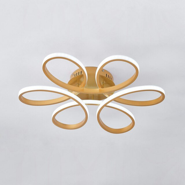 Living and Home Modern Acrylic Petal LED Semi Ceiling Light, Gold, 58cm W x 58cm D