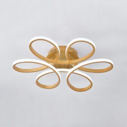 Living and Home Modern Acrylic Petal LED Semi Ceiling Light, Gold, 58cm W x 58cm D
