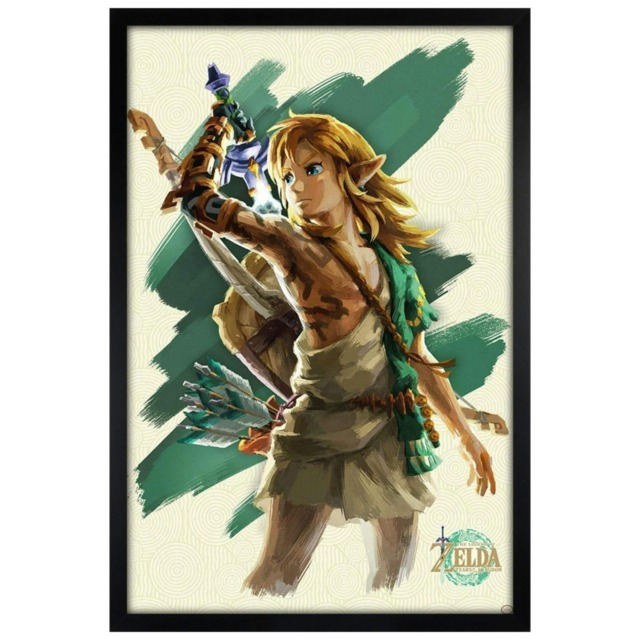 Black Wooden Framed The Legend of Zelda Tears of the Kingdom Link Unleashed Maxi Poster Multi