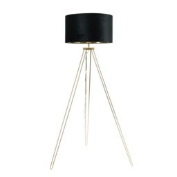 ValueLights Aero Gold Tripod Floor Lamp Black Velvet Gold Shade and Bulb