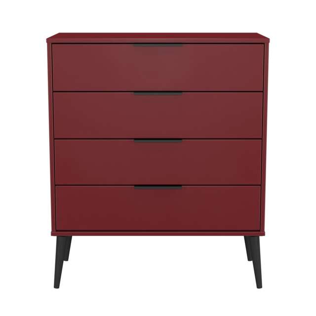 Fuji 4 Drawer Chest of Drawers in Red Matt (Ready Assembled) Red Red Matt