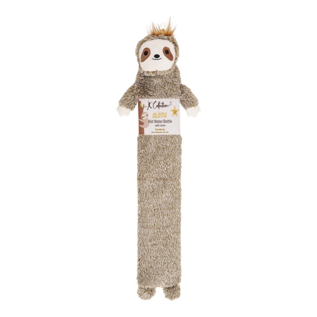 K Collection Sloth Extra Long 2L Hot Water Bottle And Cover Brown Beige One Size 1